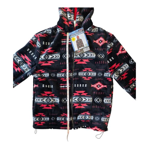 Silk Touch Zipped Sherpa Lined Jacket with Hoodie & Side Pockets - Adult-UNISEX - Picture 6 of 16